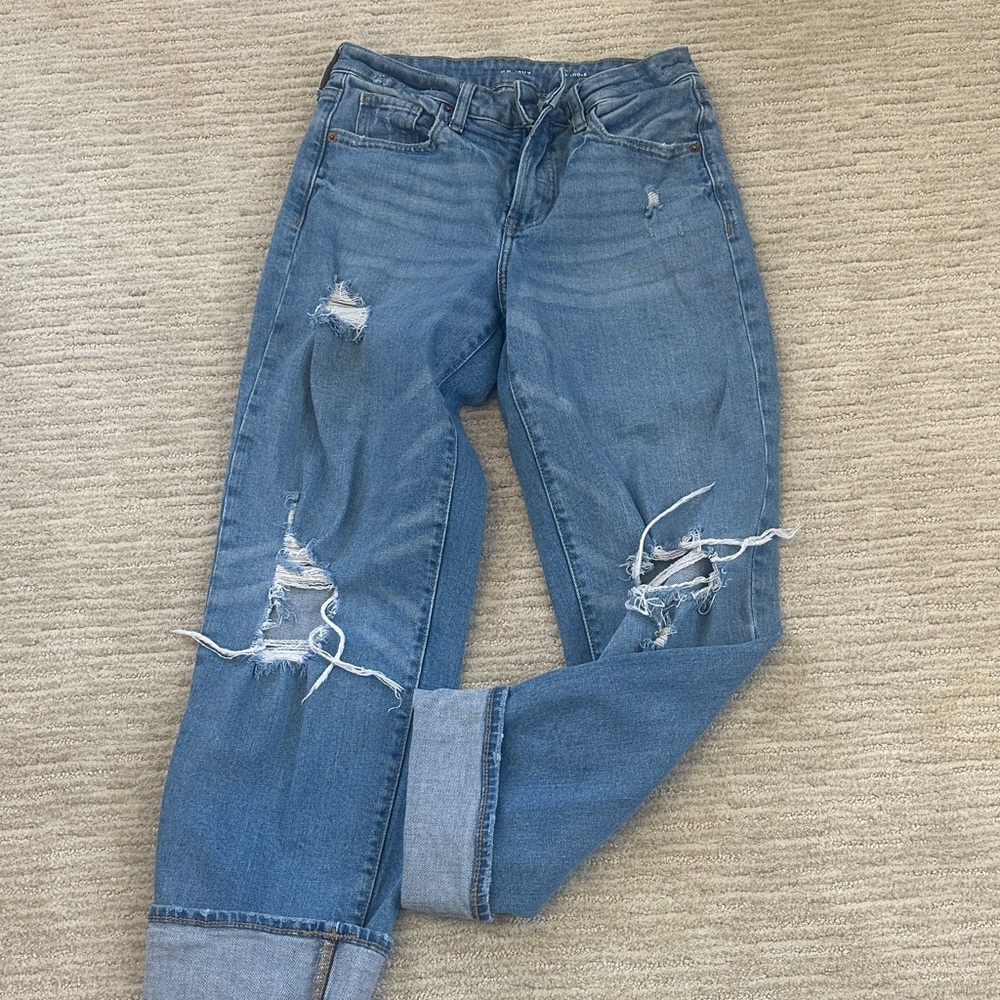 Old Navy Blue Distressed Boyfriend Jeans